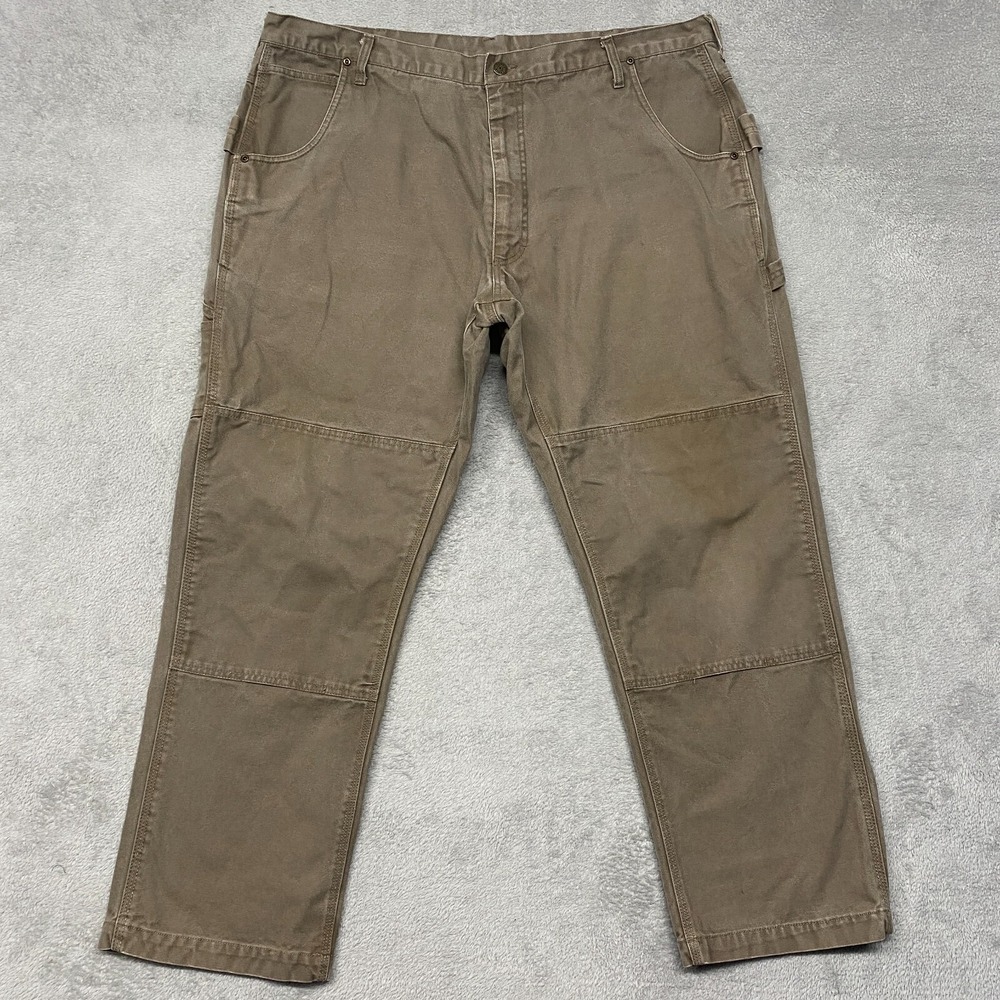 Lakin Key Pants Mens 44 x 32 Brown Duck Double Knee Canvas Workwear Actual 42x30